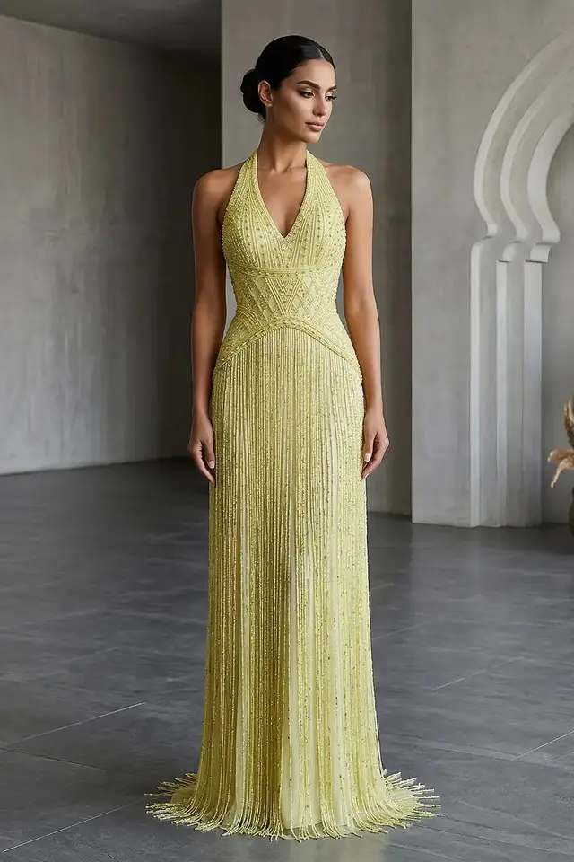 Sage — Mermaid — Halter — Evening Gown
