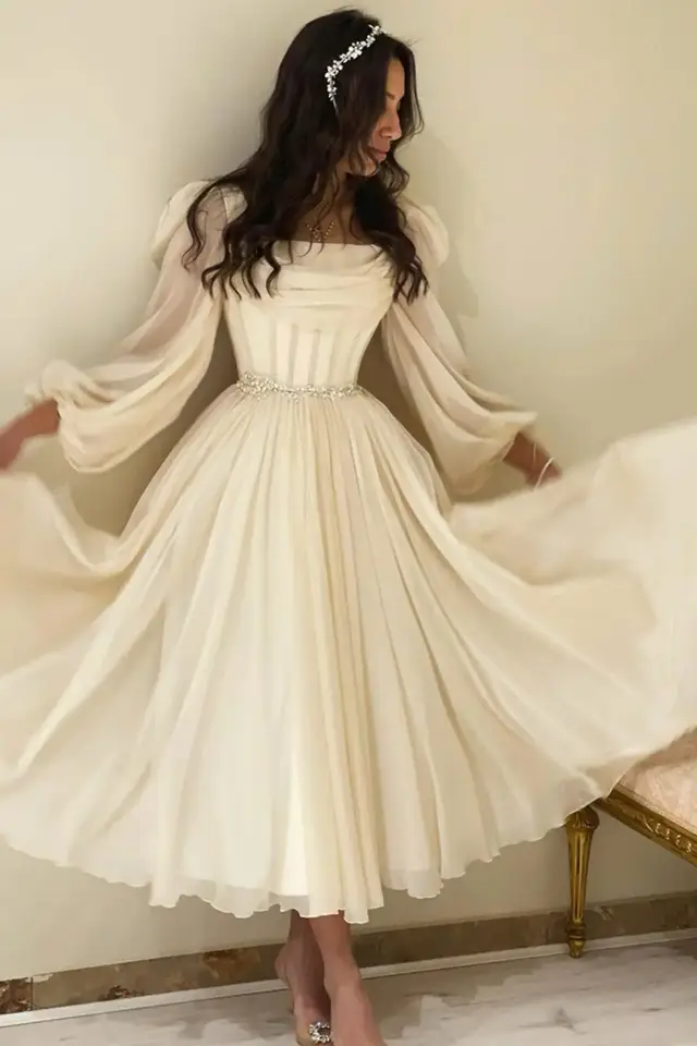 Eden — Long Sleeve — Short — Evening Gown