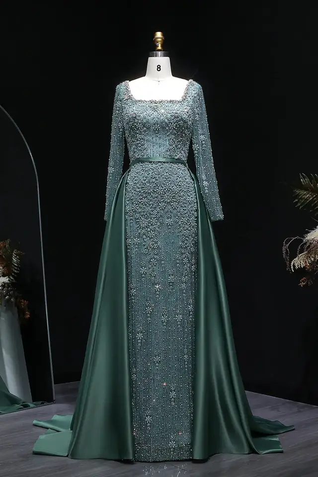 Giselle — A-Line — Square — Long Sleeve — Floor-Length — Evening Gown