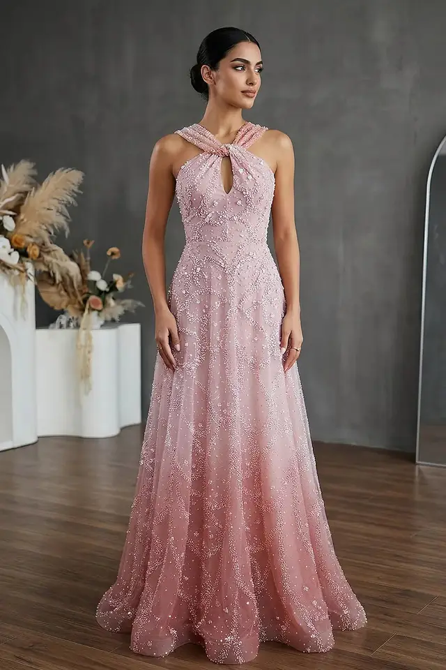 Elowen — A-Line — Halter — Evening Gown