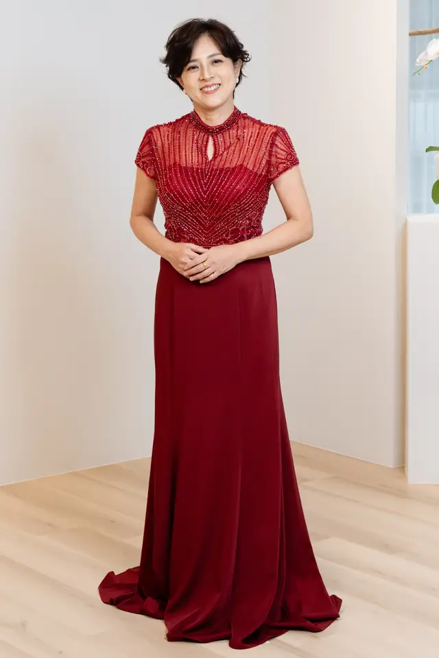 Women's Red Mermaid Mother of Bride Gown for Formal Wedding — LV55736947