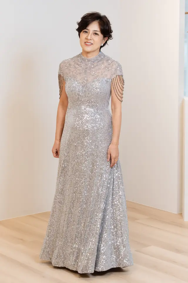 Women's Sequin Black Mother of Bride Gown for Formal Wedding