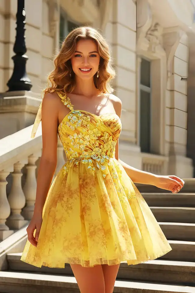 Women's Spaghetti Strap Satin Prom Dress with Lace-Up Back and Sequined Short Length for Prom & Homecomi