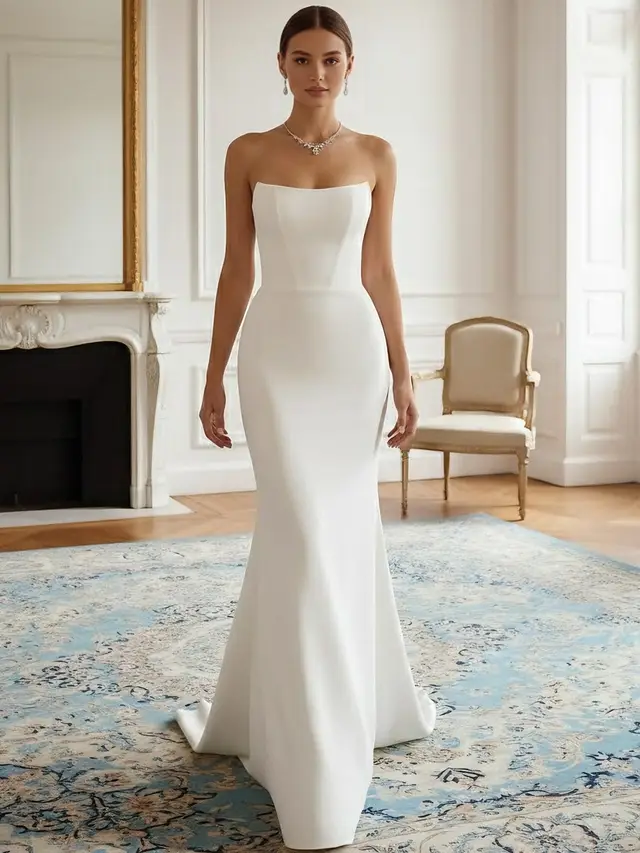 Strapless Sleeveless Satin Mermaid Wedding Dress — LV82121269
