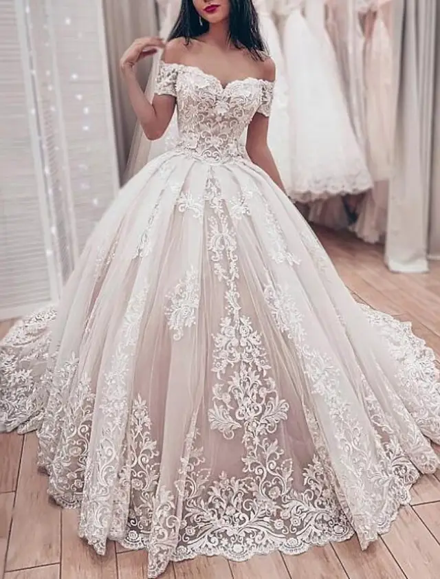 Tulle Ball Gown Floor-Length Wedding Dress — LV13674293
