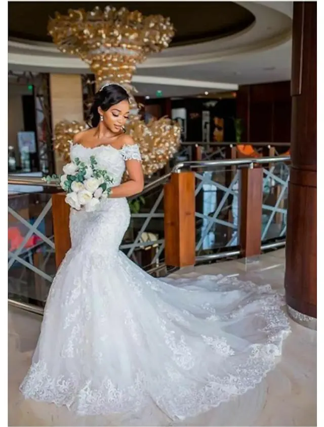 Tulle Mermaid Floor-Length Wedding Dress — LV13969205