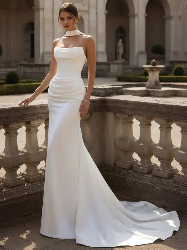 Strapless Satin Mermaid Floor-Length Wedding Dress — LV27930933