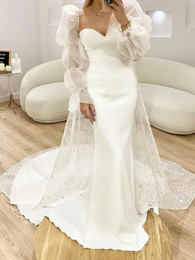 Sweetheart Satin Mermaid Wedding Dress — LV66291765